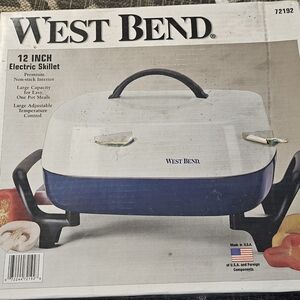 West Bend Blue Electric Skillet